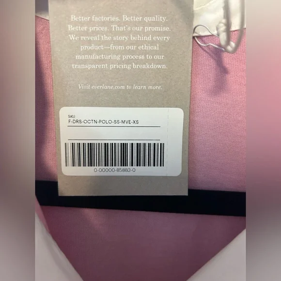 EVERLANE The Organic Cotton Polo Dress Mauve and White Size XS NWT - Picture 6 of 6